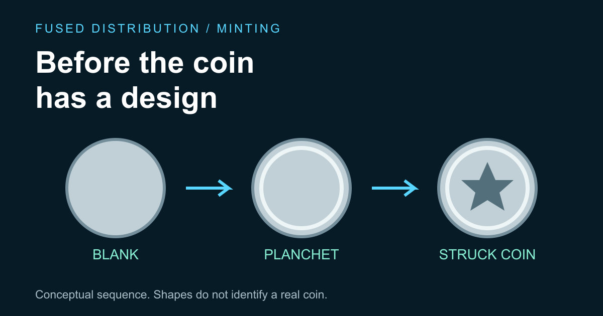 Metal discs progress toward finished coins
