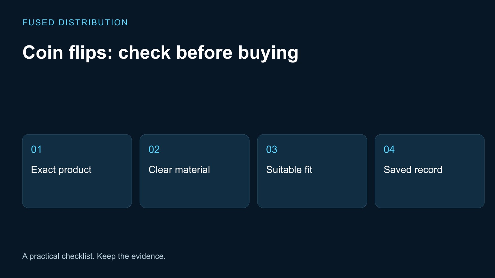 Coin flip selection and documentation checklist