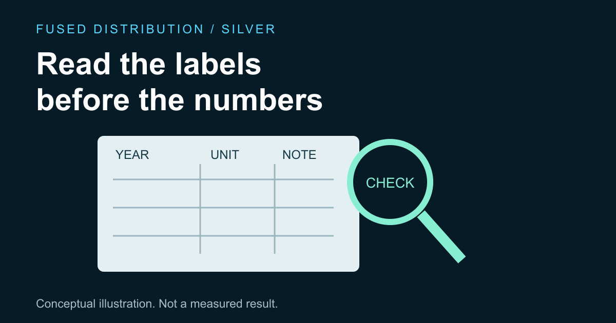 Magnifier examines labels on commodity table
