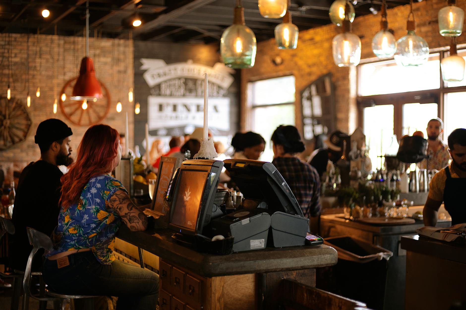 Local coffee shop with customers inside, warm atmosphere for social media content