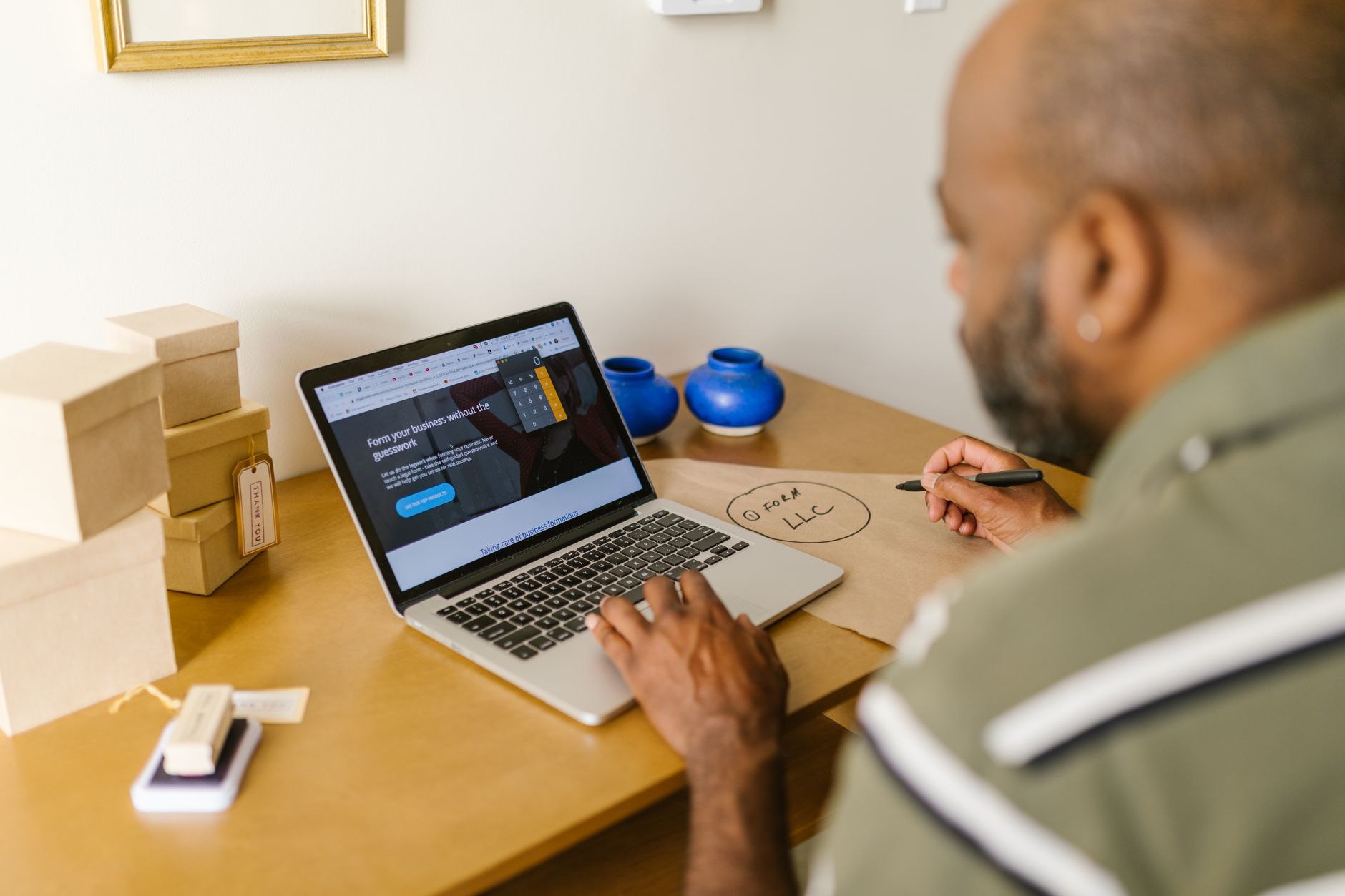Business owner reviewing local SEO data on a laptop computer