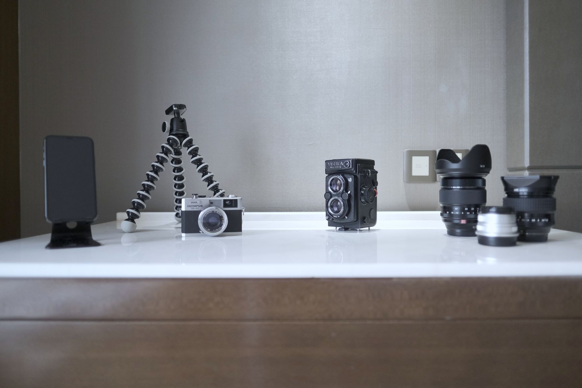 Photography equipment and tripod setup for filming short-form video content