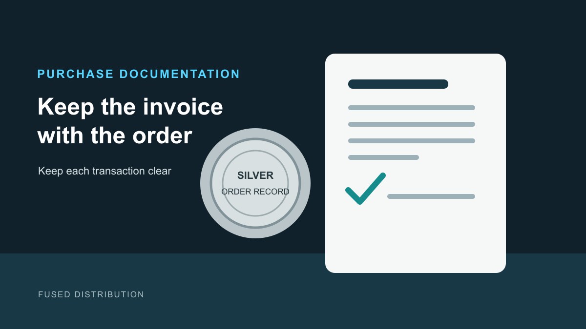 Silver bullion invoice checklist record details