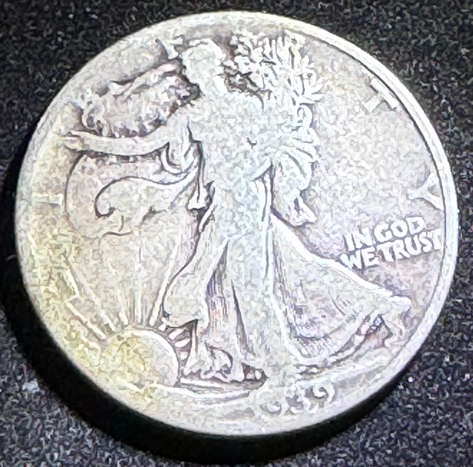 Walking Liberty on a half dollar