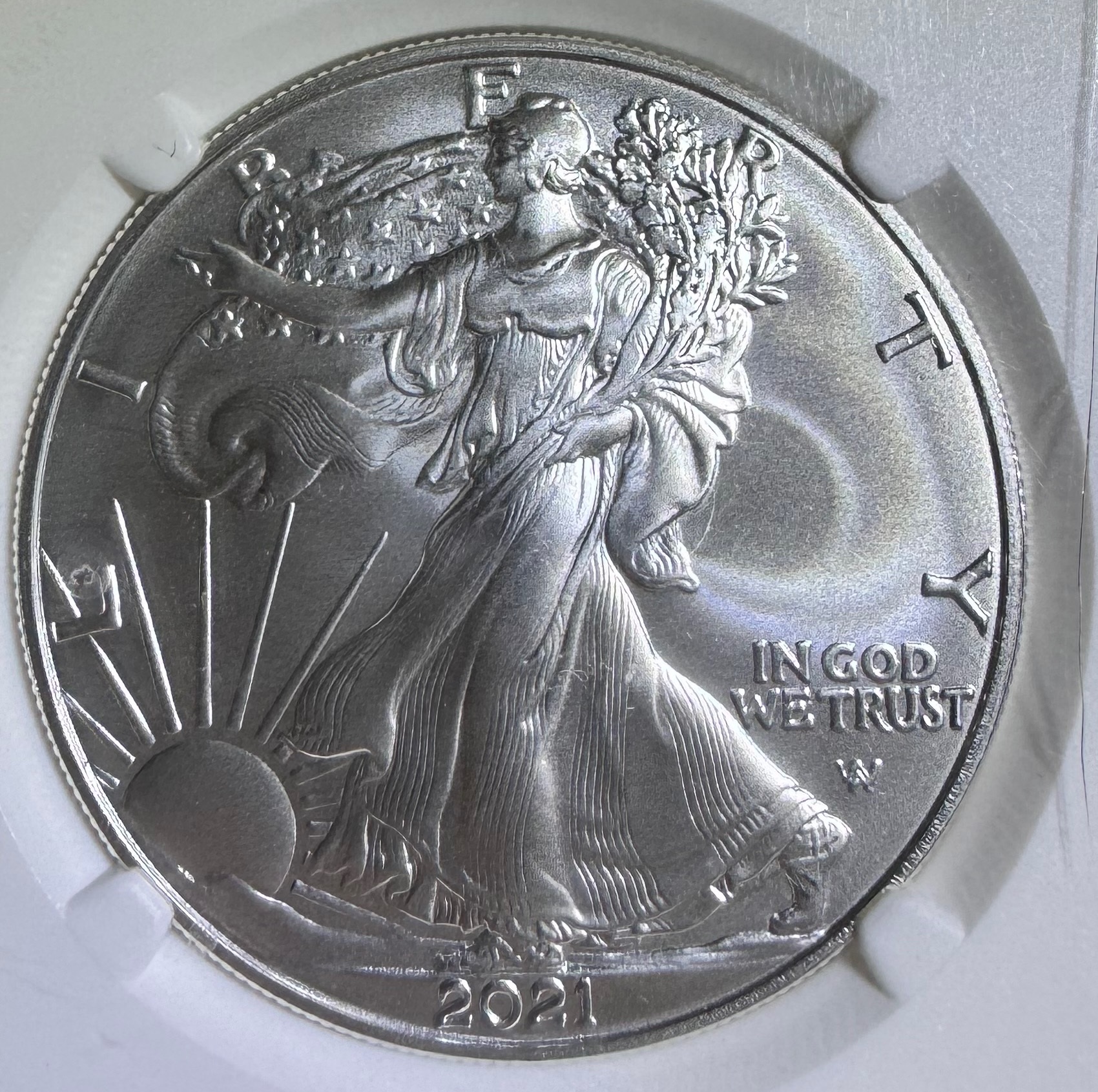 Walking Liberty on a 2021 Silver Eagle