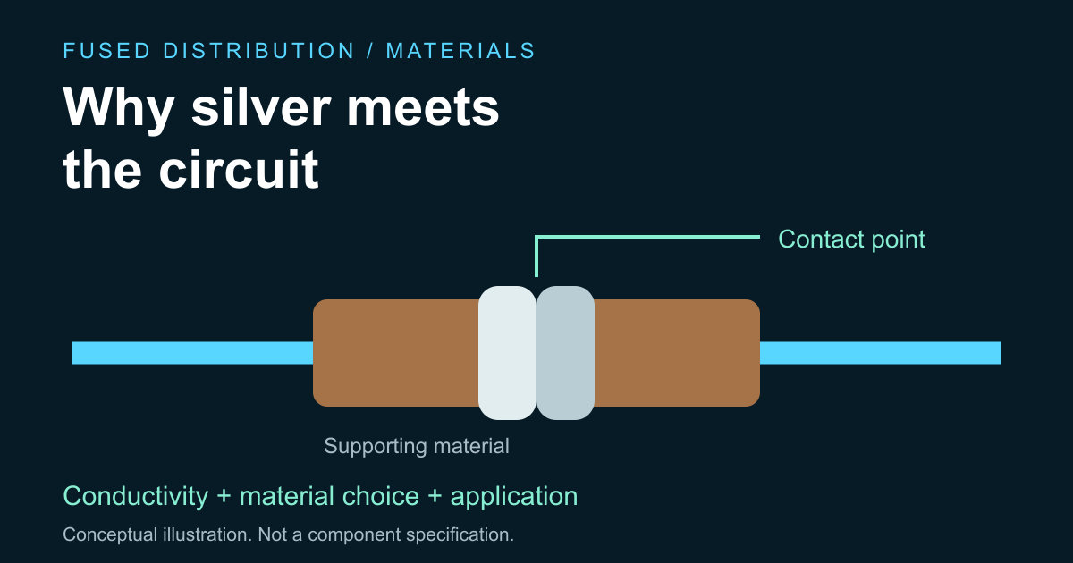 Silver contact surfaces meet between conductors